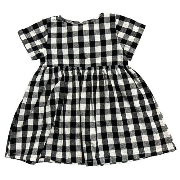 Mebie 18m Baby Black Checkered Linen Blend Dress - Picture 3 of 5